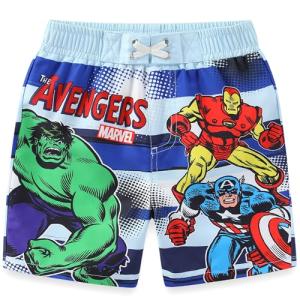 Marvel Avengers Boys UPF 50+ Swim Trunks Bathing Suit for Toddler and Big Kids Blue