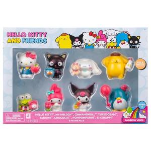 Jazwares Hello Kitty® and Friends Rainbow Vibes Party, 2” Figure 8-Pack - Removable Accessories - Officially Licensed Sanrio Product from Ages 6+