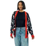 Hello Kitty & Friends Character Face Outlines Women's Black Long Sleeve Grandma Cardigan-XL