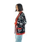 Hello Kitty & Friends Character Face Outlines Women's Black Long Sleeve Grandma Cardigan-XL