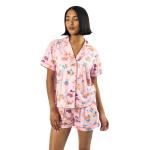 Bioworld Hello Kitty & Friends Floral Character Print Women's Pink Sleep Shirt & Shorts Set-XXL