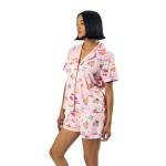 Bioworld Hello Kitty & Friends Floral Character Print Women's Pink Sleep Shirt & Shorts Set-XXL