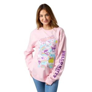 Hello Kitty & Friends Riding Rainbow Women's Cradle Pink Crew Neck Long Sleeve Sweatshirt - XL