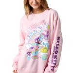 Hello Kitty & Friends Riding Rainbow Women's Cradle Pink Crew Neck Long Sleeve Sweatshirt - XL