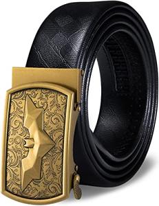 Barry.Wang Mens Ratchet Belt,Bat Buckle Belts Leather Slide Strap Mardi Gras Carnival Parade Gift 80s 90s