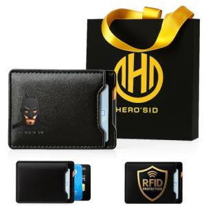 Leather Bat Wallet - Personalized wallet Man Woman, Superhero Mask - Slim Card Holder, Bat ID Heroic wallet- Unique Holiday Gift Birthday, Anniversary, for Dad, Husband, Boyfriend, Wife, Father's day