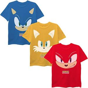 SEGA boys Sonic the Hedgehog 3-pack T-shirt Bundle, Sonic, Tails, Knuckles T Shirt, Gold/Red/Royal Blue, 4 5 US
