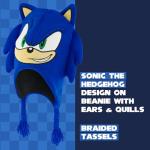 Sonic the Hedgehog Beanie Hat and Glove Set, Kids Knitted Winter Hat and Gloves, Tassels, Blue, One Size