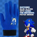 Sonic the Hedgehog Beanie Hat and Glove Set, Kids Knitted Winter Hat and Gloves, Tassels, Blue, One Size