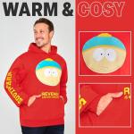 South Park Hoodie for Men, Warm Hooded Sweatshirt, Long Sleeve Sweater, Casual Pullover, Kyle Kenny Funny Gifts for Men (Red, L)