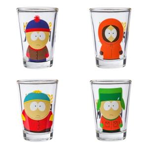 Silver Buffalo South Park Featuring Stan, Kenny, Cartman, and Kyle 4 Pack Mini Glasses, 1.5 Ounces