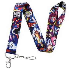 Pinstant The Amazing Digital Circus Pomni the Jester Cartoon Animated TV Show Web Series 17.7" Neck Lanyard Keychain Holder ID Badge Mobile Phone Pin Strap