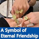 Spongebob Rings BFF, Upgraded Spinning Design Best Friends Forever Bff Rings, 14k Gold Opening Adjustable Spongebob Rings for Teen Girls/Boys, 1 Pairs Cute Best Friendship Rings Jewelry Gifts