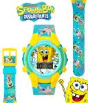 Nickelodeon Spongebob Squarepants Kids LCD Watch with LED Lights - Colorful Character Strap, Interactive Flashing Display, Comes in Collectible Tin Box