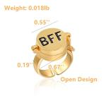 Spongebob Rings BFF, Upgraded Spinning Design Best Friends Forever Bff Rings, 14k Gold Opening Adjustable Spongebob Rings for Teen Girls/Boys, 1 Pairs Cute Best Friendship Rings Jewelry Gifts