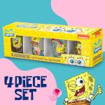 Silver Buffalo SpongeBob SquarePants Featuring Gary Poses Floral Krabby Patty 4 Pack Mini Glass Set, 1.5 Ounces