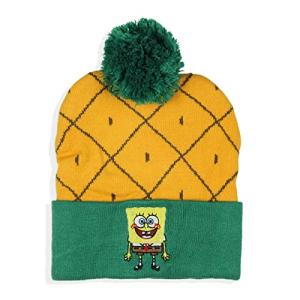Spongebob Squarepants Embroidered Character Pineapple Cuff Pom Beanie Hat Multicolored