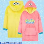 SPONGEBOB SQUAREPANTS Reversible Hoodie Blanket for Boys Teens, 7–13 Years, Hooded Loungewear with Pocket, Gifts for Boys