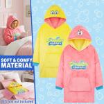 SPONGEBOB SQUAREPANTS Reversible Hoodie Blanket for Boys Teens, 7–13 Years, Hooded Loungewear with Pocket, Gifts for Boys