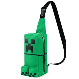 Minecraft Crossbody Bag for Kids Teens Creeper Sling Chest Bag for Travel with Adjustable Strap Gamer Gifts for Boys (Green)
