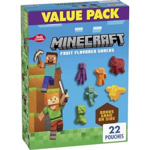 Minecraft Fruit Flavored Snacks, Fat Free and Gluten Free Snack, Value Pack, 17.6 oz (22 Pouches)