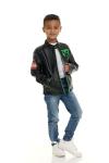 Minecraft Creeper Little Boys Faux Leather Moto Jacket Black 7-8