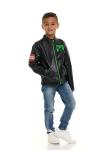 Minecraft Creeper Little Boys Faux Leather Moto Jacket Black 7-8