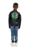 Minecraft Creeper Little Boys Faux Leather Moto Jacket Black 7-8