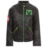 Minecraft Creeper Little Boys Faux Leather Moto Jacket Black 7-8