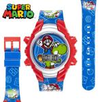 Super Mario Kids Digital Watch with Yoshi, LED Light Show, Soft Silicone Strap, Durable Kid-Friendly Design, Fun Time-Telling for Boys and Girls