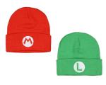 Nintendo Beanie | Super Mario Bros. Mario and Luigi Embroidered Patch 2-Pack Knit Cuffed Cold Weather Beanie Set for Men and Women Multicolored