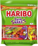 HARIBO Gummi Candy, Twin Snakes Sweet & Sour Gummy Candy, 8.3 Ounce Resealable Share Size Stand Up Bag, Soft & Chewy Snacks, Assorted Fruity Flavors