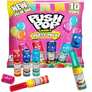 Push Pop Christmas Candy Variety Pack, 10 Ct Lollipops Individually Wrapped in Fruity Flavors, Bulk Individually Wrapped Hard Candy, Birthday Party Favors, Stocking Stuffers, Kids Gifts