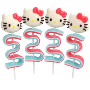 Hello Kitty Gummy Skewers, Character and Sour Belt Gummies, Individually Wrapped Candy Gifts, 4 Count Box