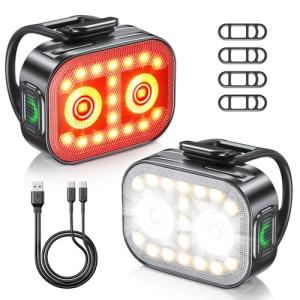 Bright Rechargeable Bike Lights Set - Front & Back