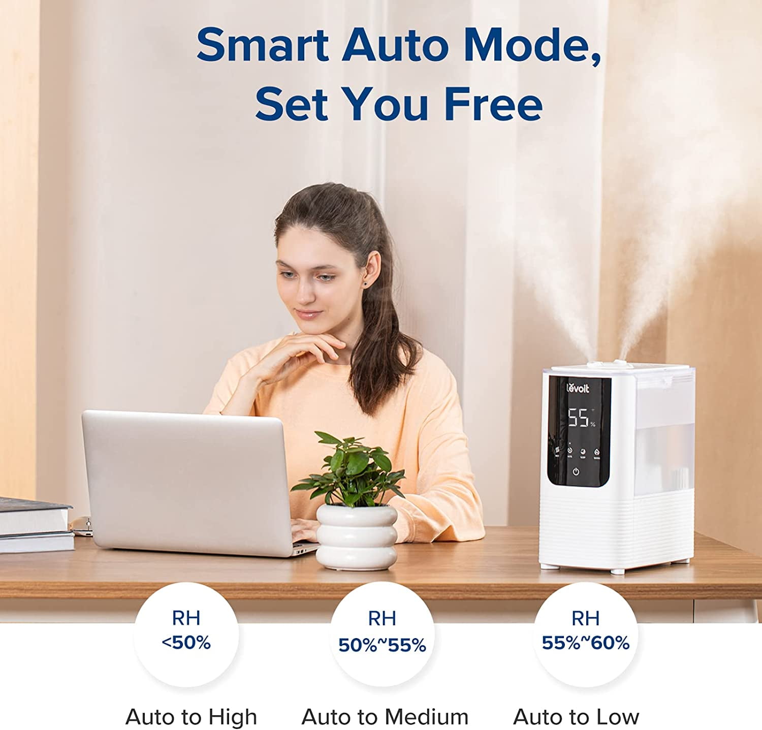 LEVOIT Smart Cool/Warm Mist Humidifier with Aromatherapy, 4.5L