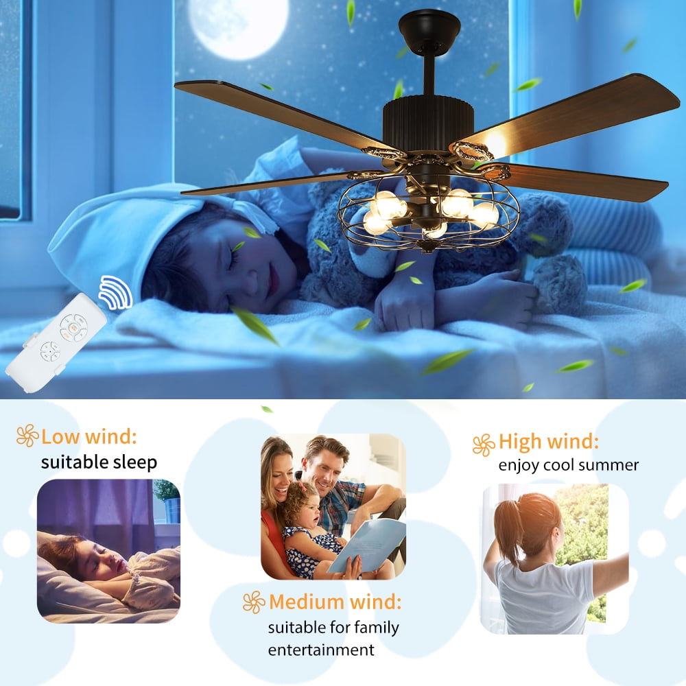Smart Ceiling Fan with Remote Control 52in