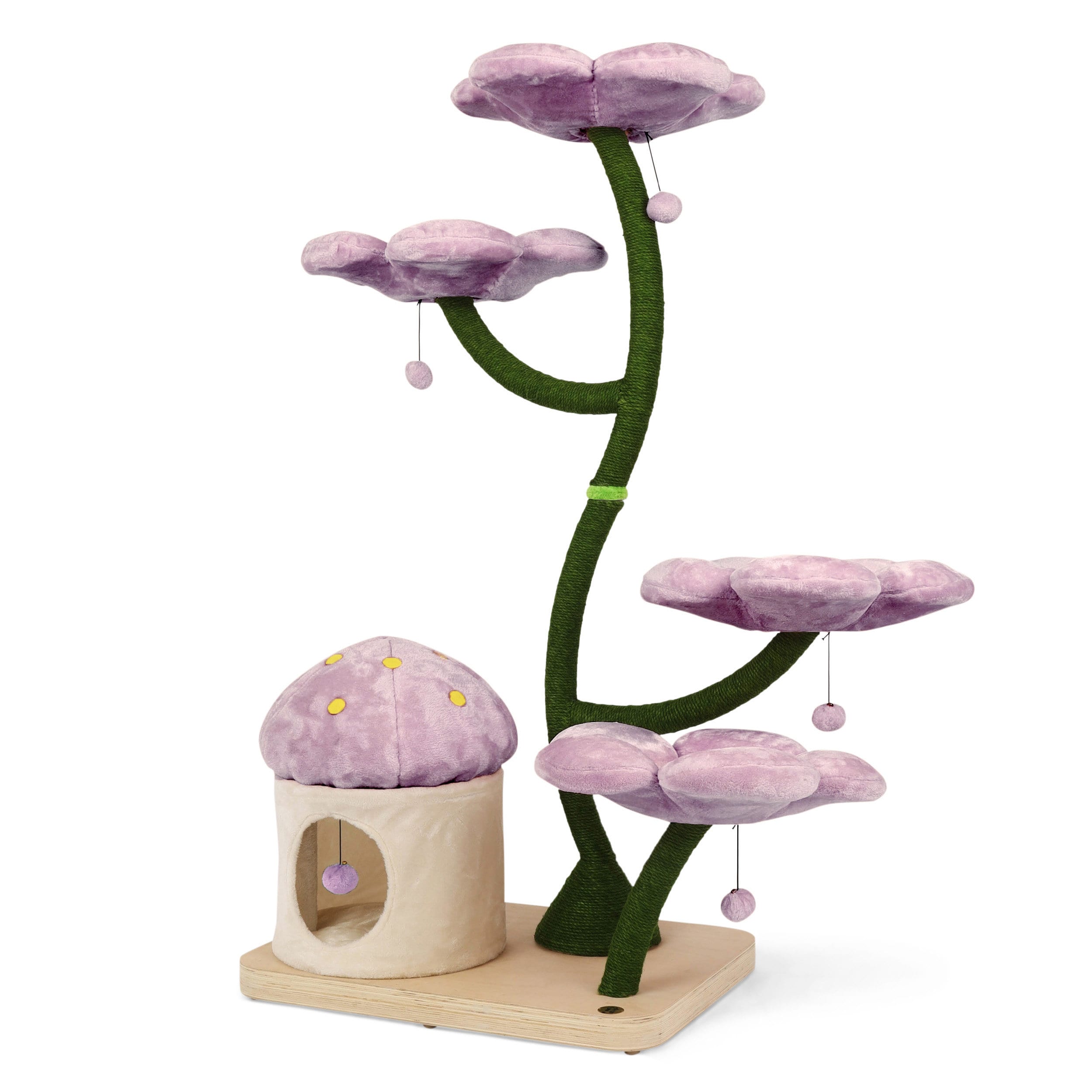 Floral Wood Cat Tree Tower for Climbing