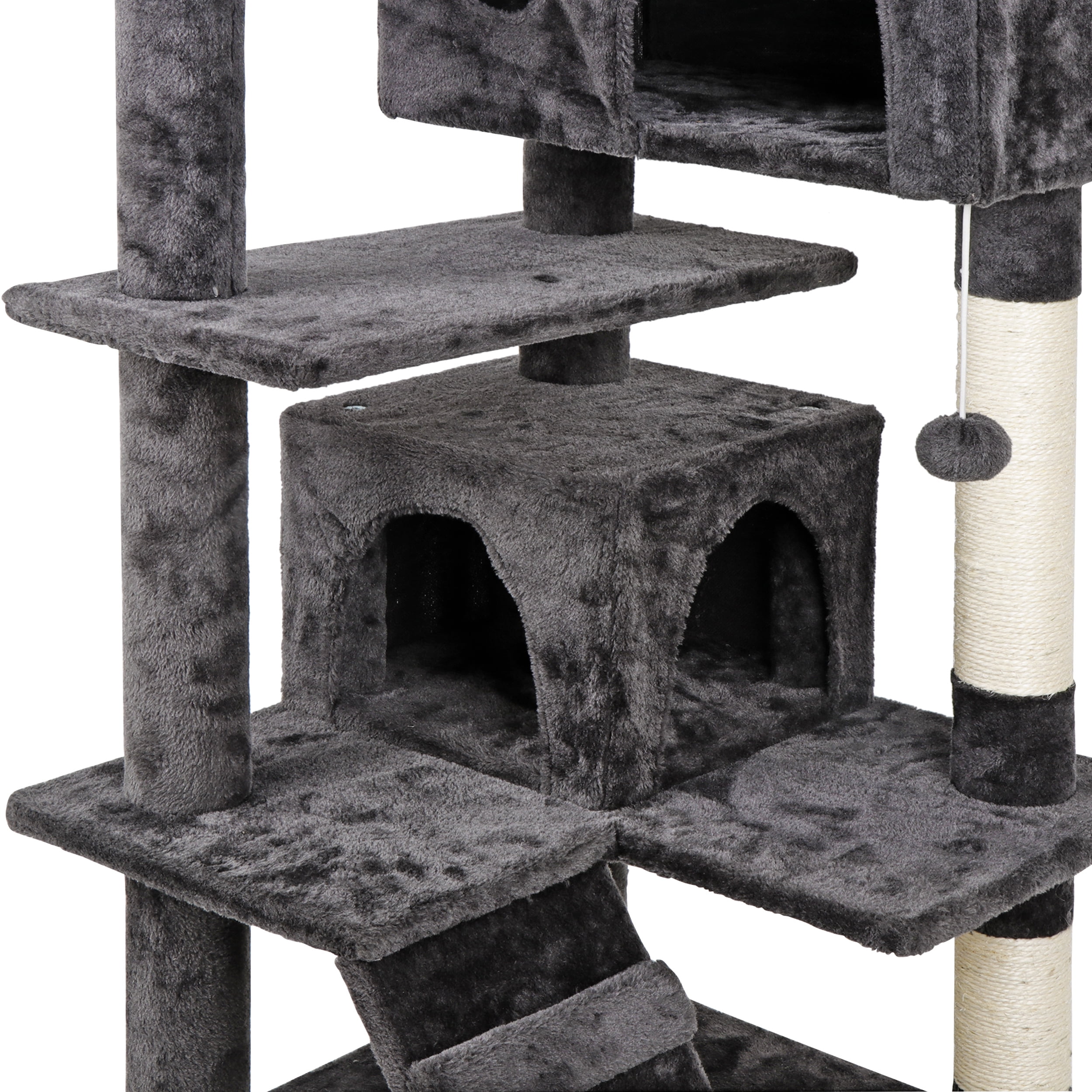 53" Dark Gray Cat Tree with Scratching Post