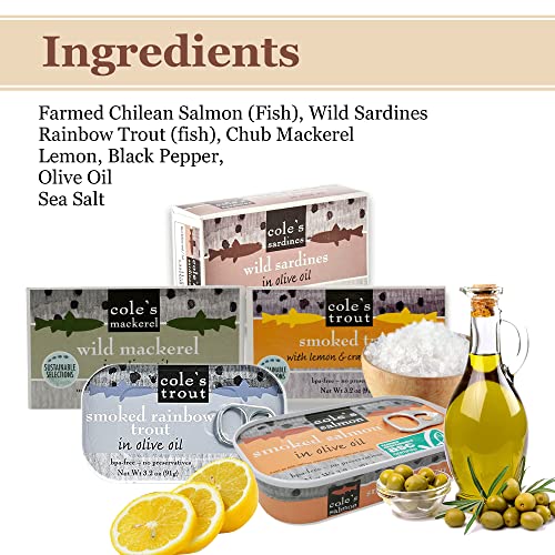 Seafood Sampler with Trout, Salmon, Mackerel, and Sardines