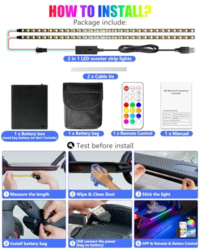 Keiurot RGB LED Light Strips for Scooters