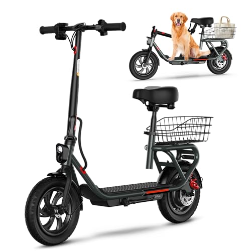 TST Foldable Electric Scooter with Seat and Basket