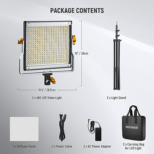Dimmable Bi-color LED Video Light Kit