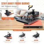 VEVOR 15x15 2-in-1 Heat Press for T-Shirts & Caps