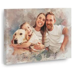 Personalized Watercolor Family Portrait Canvas Print