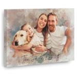 Personalized Watercolor Family Portrait Canvas Print