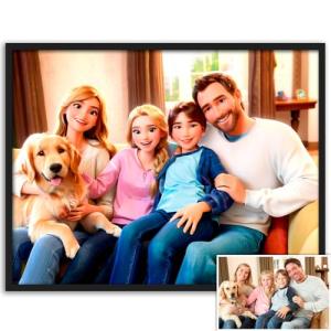 Personalized Cartoon Family Art Print - Unique Gift