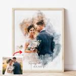 Custom Watercolor Couple Portrait from Photo