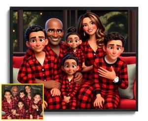 Personalized Cartoon Family Portrait Wall Art