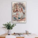 Personalized Watercolor Family Portrait Canvas Print